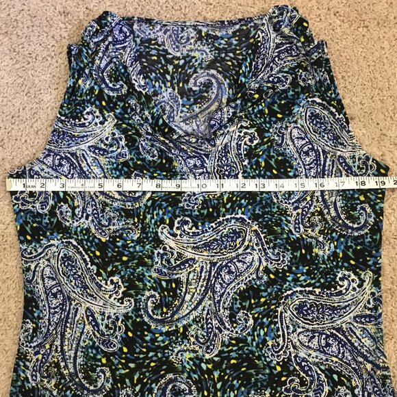 Paisley Impressionist Cowl Draped Neck Tank Top - Picture 12 of 14